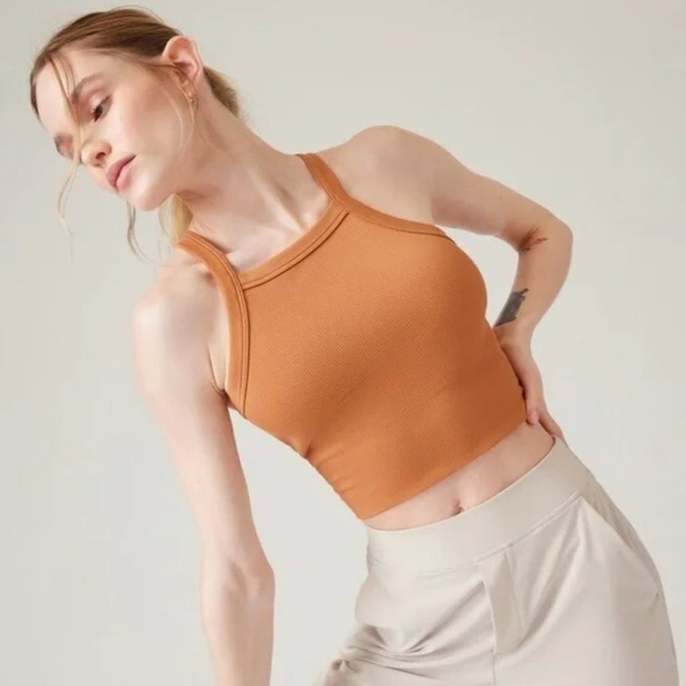 NWT Athleta - Coral Crop Tank - Aurora High Neck V Back Tank